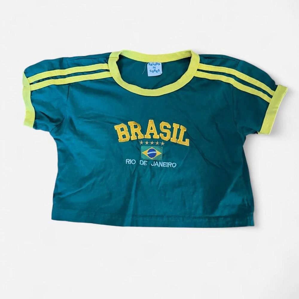 VINTAGE Salada de Cores Brasil Rio de Janeiro Embroidered Tee Est. Size XS-S